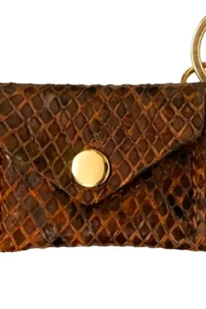 Porte-clés Mini Enveloppe en cuir - Serpent camel Solde