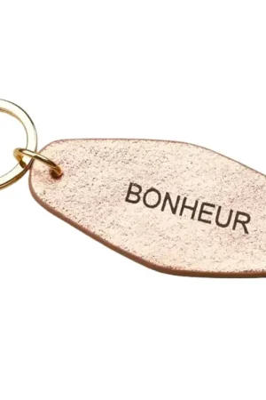 Porte-clés BONHEUR en cuir - Rose gold métallisé Prix Choc