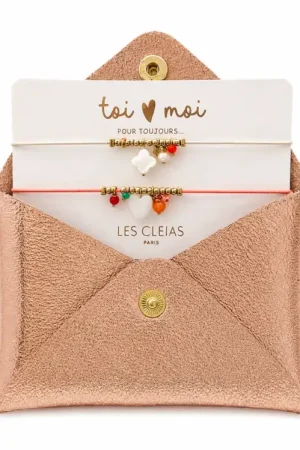 Nouvel Arrivage Pochette en cuir et 2 bracelets Mère/Fille - Fête des mères