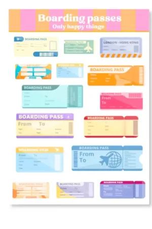 Planches d'autocollants - Cartes d'embarquement A6 Prix Cassé