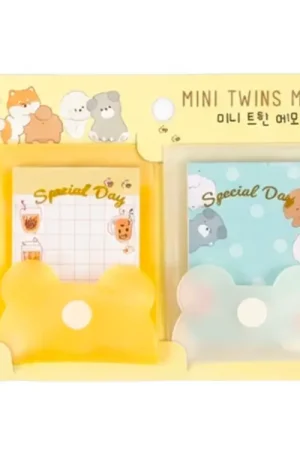 Offre Limitée Lot de 2 Mini blocs mémo pochettes Twins - Jaune et blanc