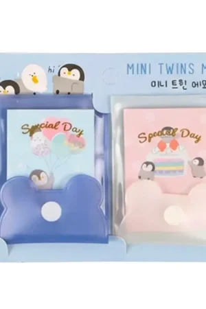 Affaire À Saisir Lot de 2 Mini blocs mémo pochettes Twins - Bleu et blanc