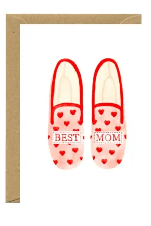 Carte de voeux Fête des mères - Chaussons Best Mum - ATWS Retour Gratuit