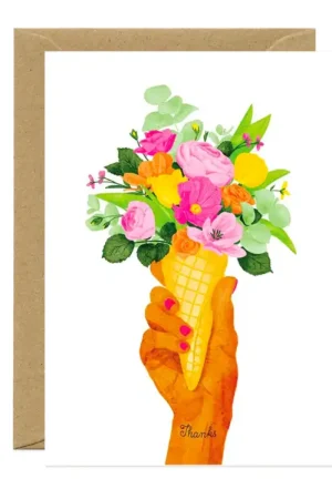 Carte de voeux Thanks Ice cream flowers - ATWS Acheter Direct