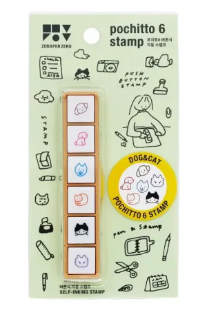 Meilleur Choix Set de 6 mini tampons encreurs - Pochitto - Chien et Chat - Zero per Zero
