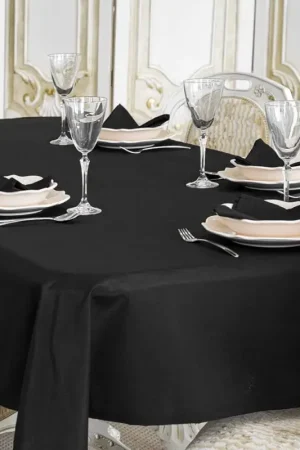 Nappe rectangulaire Noir 180x300cm en tissu 100% Polyester Expédition Rapide
