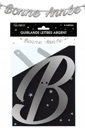 Guirlande lettres à suspendre Bonne année Argent 4m Soldes