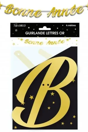 Guirlande lettres à suspendre Bonne année OR 4m Réduction