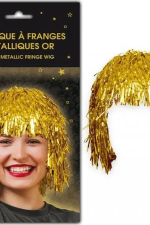 Must-Have Perruque à franges métal OR pour déguisement