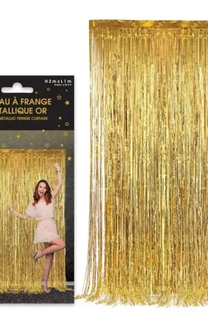 Prix Choc Rideau décoratif à franges métal OR 2m x 1m
