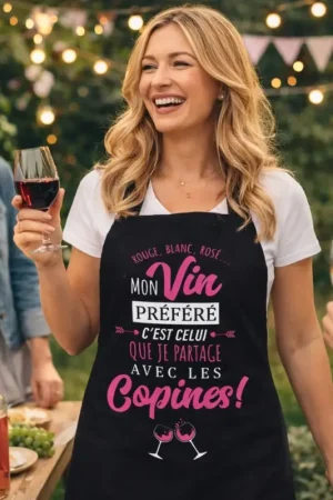 Tablier Cadeau Humoristique Mon Vin préféré Remise