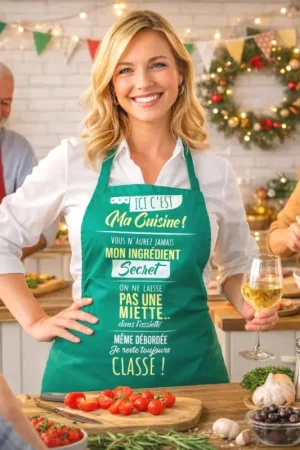 Tablier Cadeau Humoristique Ici c'est ma cuisine ! Certifié