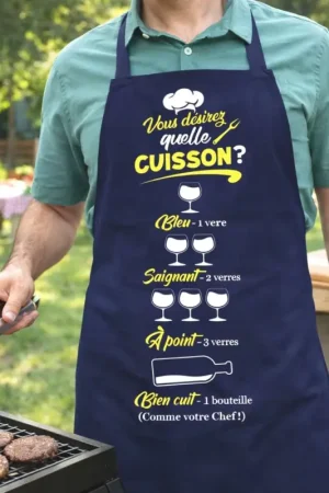 Tablier Cadeau Humoristique Vous désirez quelle cuisson ? Remise