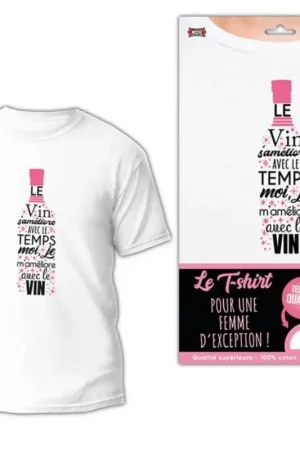 T-shirt femme humoristique Le vin s'améliore avec le temps L/XL Achetez Aujourd'hui