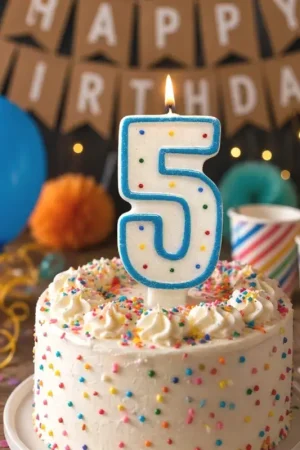 Top Vente Bougie anniversaire Géante pailletée Chiffre 5 14 cm