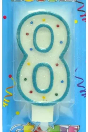 Bougie anniversaire Géante pailletée Chiffre 8 14 cm Solde