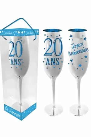 Cadeau Flûte à champagne anniversaire 20 ans Authentique