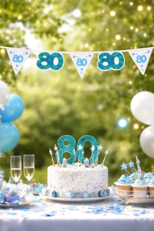 Soldes Guirlande Bleu fil étincellante Anniversaire 80 ans 6 m
