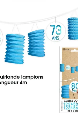 Paiement Sécurisé Guirlande déco lampions Anniversaire Bleu turquoise à personnaliser