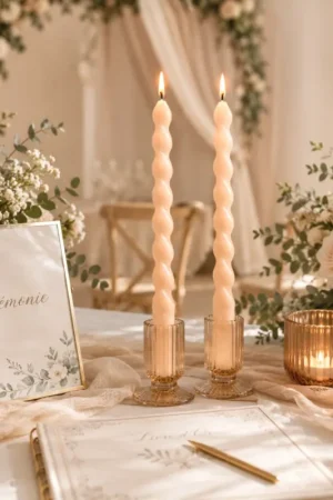 2 Bougies flambeau Torsadées nude 25cm Remise