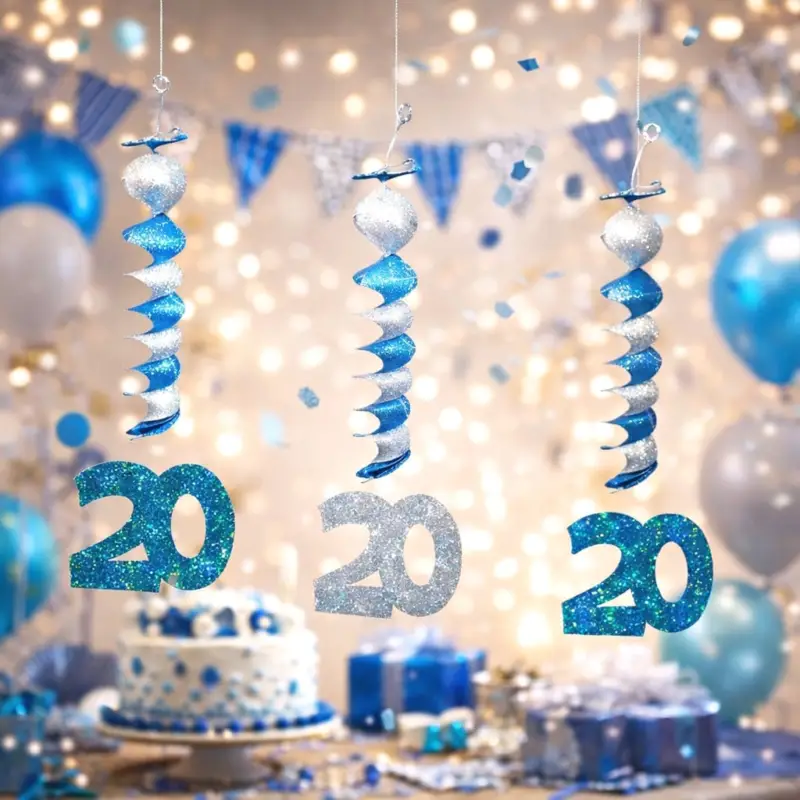 Vente Flash 3 Suspensions Accordéons Anniversaire 20 ans en Bleu Turquoise