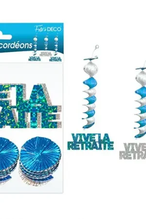 3 Suspensions Accordéons Vive la retraite en Bleu Turquoise Achetez Aujourd'hui