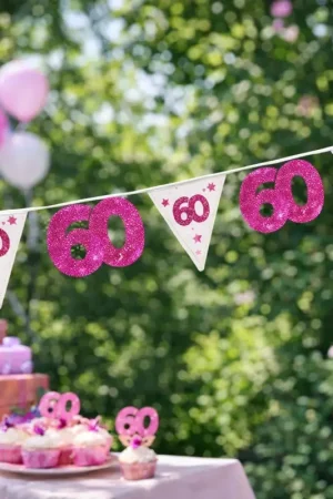 Produit De Marque Guirlande fil anniversaire 60 ans Fuschia 6 mètres