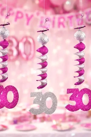 3 Suspensions accordéons Anniversaire 30 ans Fuschia Prix Bas
