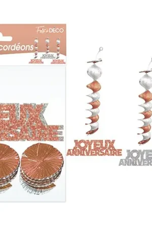 Remise 3 suspensions Joyeux anniversaire Rose gold