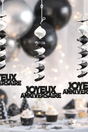 Petit Prix 3 suspensions Joyeux anniversaire Noir