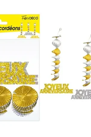 Soldes 3 suspensions Joyeux anniversaire OR