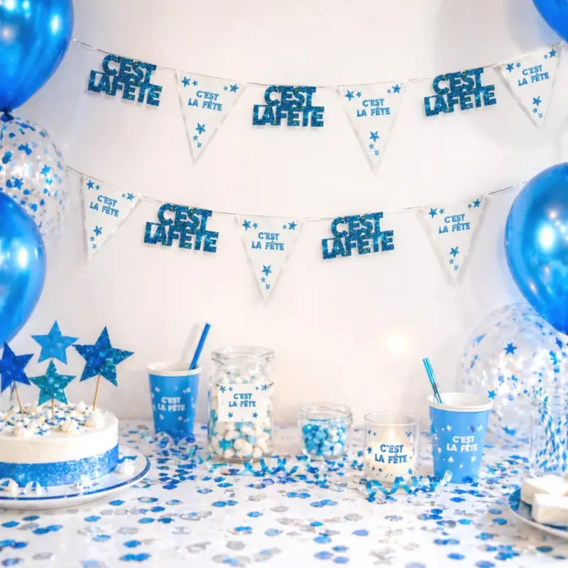 Guirlande fil paillettée C'est la fête en Bleu 6 mètres Achetez Aujourd'hui