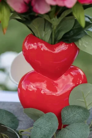 Vase double coeur céramique Rouge Achetez Aujourd'hui