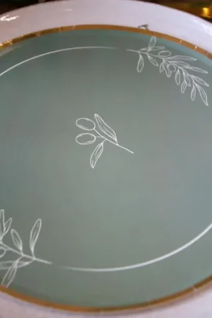 Vente Flash 8 Assiettes Carton Olive vert de gris