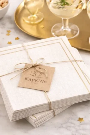 20 Serviettes cocktail papier effet lIN ET Or Must-Have