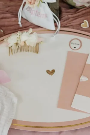 Certifié Livre d'Or Baptême Blanc et Rose
