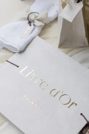 Livre d'Or Carton Effet Lin et Or Remise