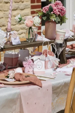 Usine Directe Chemin de table Organza Perles Rose