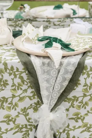 Chemin de Table Organza et Perles Blanc 28cmx5m Bon Marché