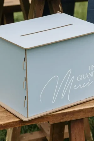 Urne "Un Grand Merci" en Bleu Orage et Blanc Commande En Gros