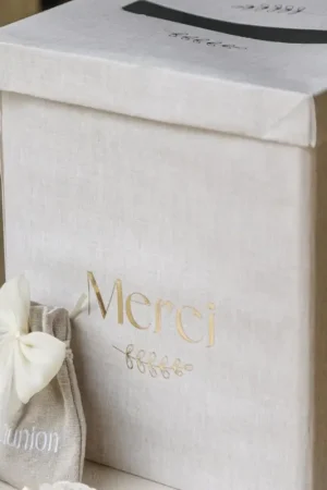 Urne Merci Carton Effet Lin et Or Achetez Aujourd'hui