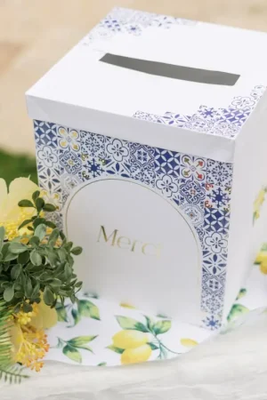 Bon Plan Urne "Merci" Dolce Vita Carton Bleu Roi