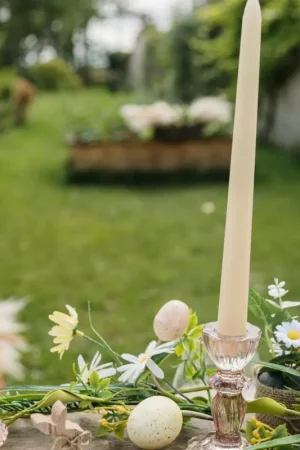 2 Bougies flambeau Jaune pâle 25cm Satisfait Ou Remboursé