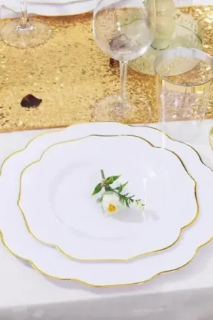 Petite Assiette plastique Vague Or x 10 pièces Promotion
