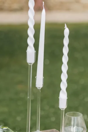 Achat Immédiat 2 Bougies flambeau Blanc 25cm