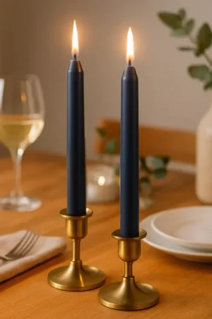 2 Bougies flambeau Bleu Marine 25cm Acheter Direct