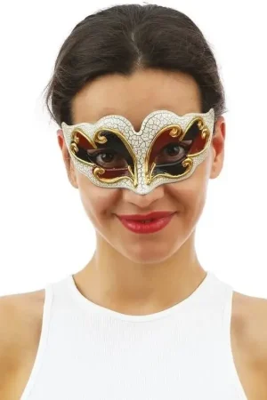 Masque de déguisement femme loup vénitien blanc Remise
