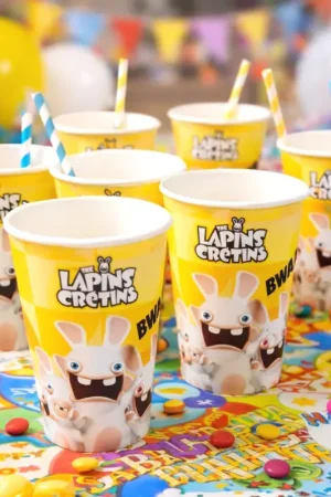 8 gobelets en carton anniversaire Lapins Crétins™ - 25 cl Acheter En Ligne