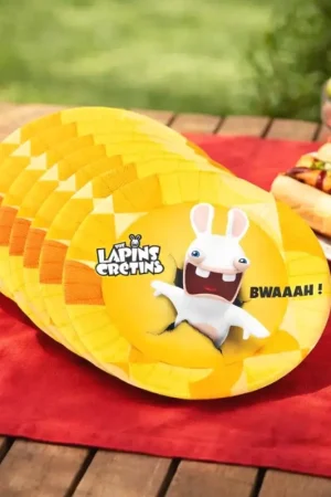 8 Assiettes en carton anniversaire Lapins Crétins™ Retour Gratuit