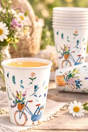 Gobelet jetable en carton - Lot de 8 - Thème champêtre Super Prix